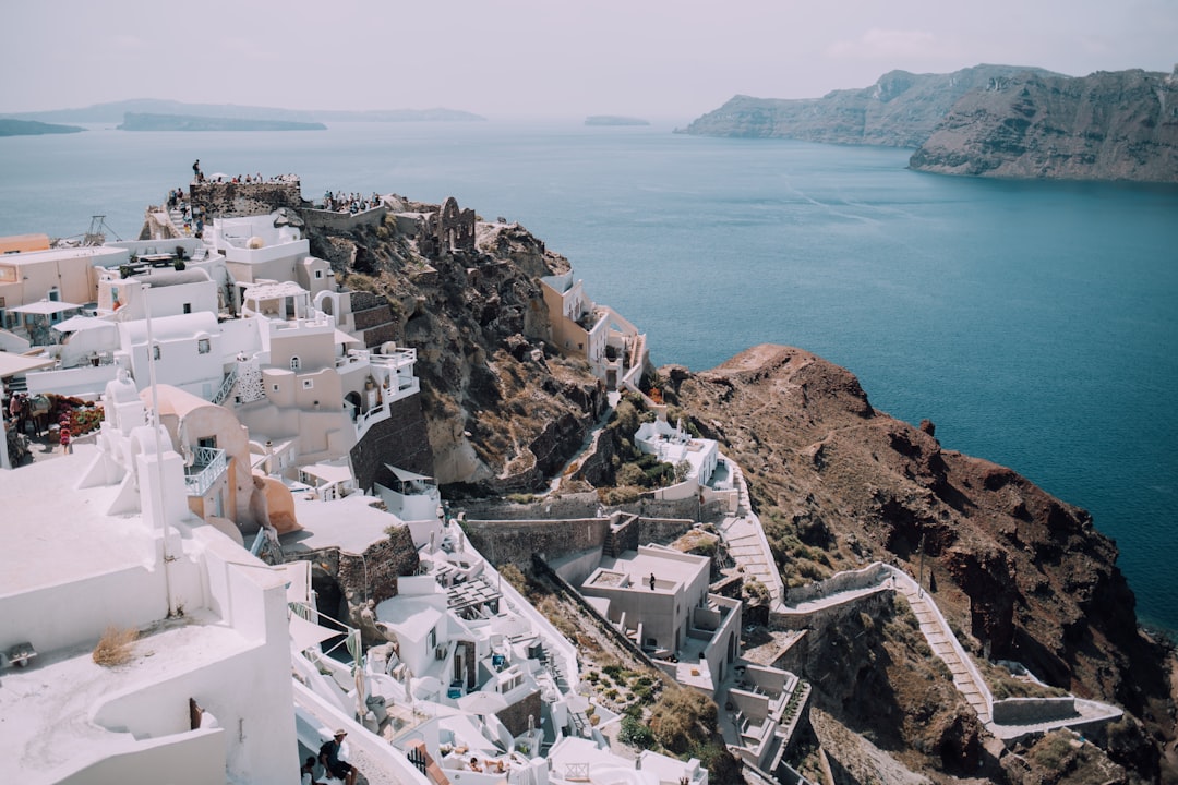 Blauwe en witte canvaskunst met Santorini-stijl. Blauwe en witte canvaskunst met Santorini-stijl.